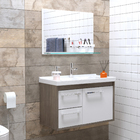 Kit Gabinete para banheiro com Cuba e Espelho 41x63x31,5cm Munique e Branco Procion Cerocha