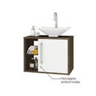 Kit Gabinete para banheiro com Cuba e Espelho 46x60x45cm Madeira Rustica e Branco Baden Bechara