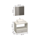 Kit Gabinete para banheiro com Cuba e Espelho 50x60x40cm Rosselli Cairo Venturi