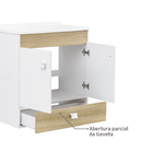 Kit Gabinete para banheiro com Cuba e Espelho 58x56x34cm Branco e Carvalho Star 60 Sensea
