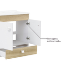 Kit Gabinete para banheiro com Cuba e Espelho 58x56x34cm Branco e Carvalho Star 60 Sensea