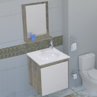 Kit Gabinete Para Banheiro Asti C/ Tampo E Espelho 40cm Branc