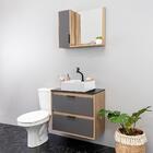 Kit Gabinete Para Banheiro Com Cuba E Espelho 160x63x36 Cinza