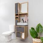 Kit Gabinete Para Banheiro Com Cuba E Espelho 160x63x36 Cinza