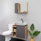 Kit Gabinete Para Banheiro Com Cuba E Espelho 160x63x36 Cinza