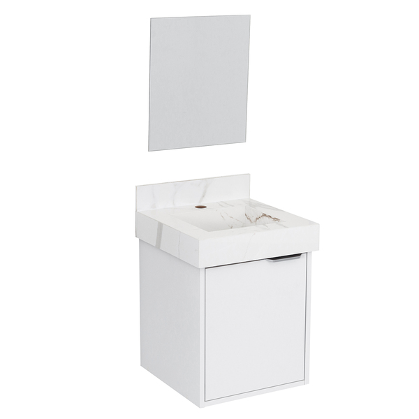 Kit Gabinete para Banheiro com Cuba Embutida e Espelho 40cm Ana Branco Darabas Agardi