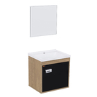 Kit Gabinete para Banheiro com Cuba e Espelho 40cm Berlin e Preto Capella Cerocha