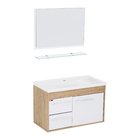 Kit Gabinete para Banheiro com Cuba e Espelho 63cm Berlin e Branco Procion Cerocha