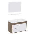 Kit Gabinete para Banheiro com Cuba e Espelho 63cm Munique e Branco Procion Cerocha