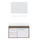 Kit Gabinete para Banheiro com Cuba e Espelho 63cm Munique e Branco Procion Cerocha