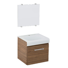 Kit Gabinete para Banheiro com Cuba e Espelho 39,5cm Branco e Marrom Pipa VB5061 VB Cristais