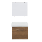 Kit Gabinete para Banheiro com Cuba e Espelho 39,5cm Branco e Marrom Pipa VB5061 VB Cristais