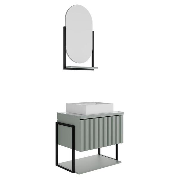 Kit Gabinete Para Banheiro Havai Com Cuba E Espelheira Ori