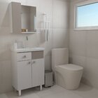 Kit Gabinete Para Banheiro Zoe Em Mdf Branco Tx Com Cuba De M