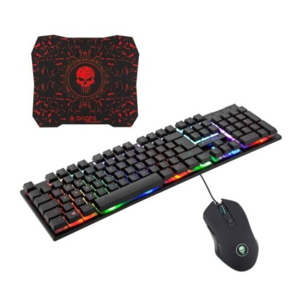 Kit Gamer Bright Teclado E Mouse 6 Botões Com Led E Mouse Pad