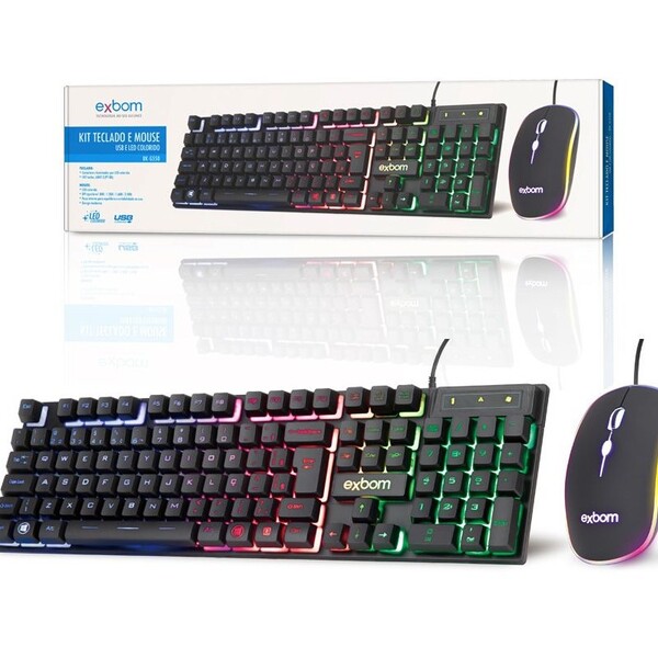 Kit Gamer Teclado E Mouse Bk-g550 + Mouse Pad Preto 70x35