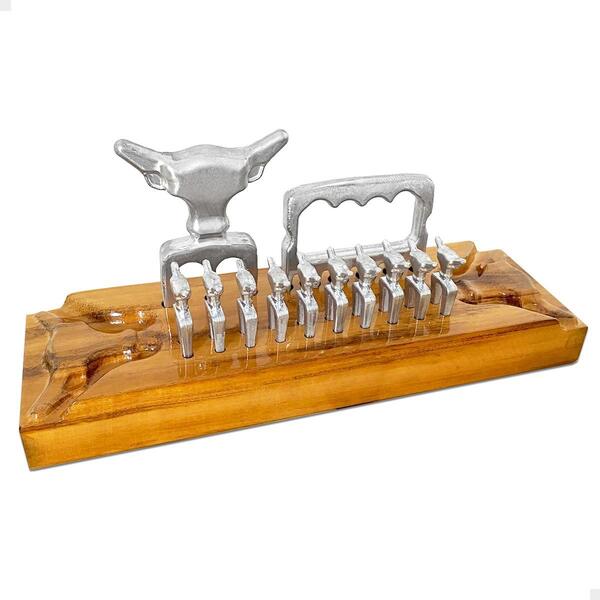 Kit Garra De Urso Garfo Tridente Churrasco Petisco Com Suport