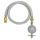 Kit Gás Glp Registro E Mangueira 2 Metro 3/8 Em Aço Inox 304
