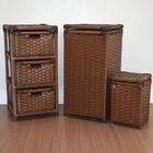 Kit Gaveteiro 3 Gavetas Cesto De Roupas 30x60 E Lixeira 20x30