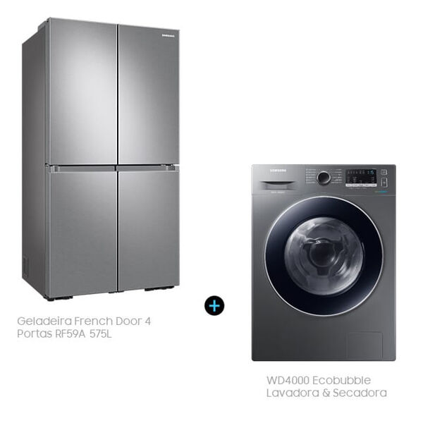 Kit Geladeira French Door 4 Portas 575l Inox (127v) E Lava E