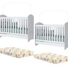 Kit Gemeos 02 Berços Mini Cama Bala De Menta Com Colchões Henn