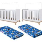 Kit Gemeos 02 Berços Mini Cama Favo De Mel Com Colchões Itapu