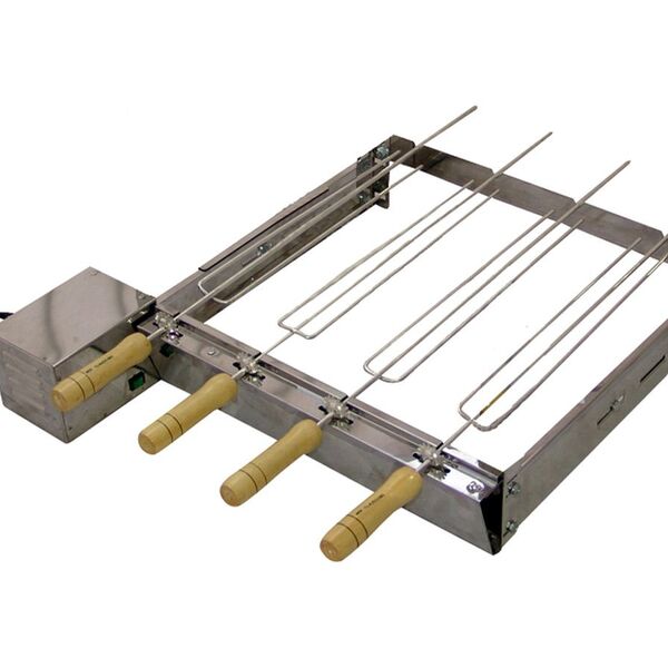 Kit Giratório Baixo Para Churrasqueira Em Inox 05 Espetos