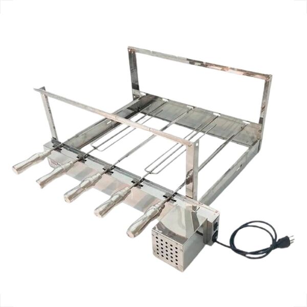 Kit Giratorio Para Churrasqueira Wr Stell Inox 5 Espetos Moto