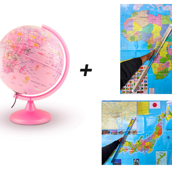 Kit Globo Led Com Figuras De Animais Pinkzoo Mapa Continente