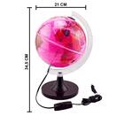 Kit Globo Rosa 21cm C/ Led + Mapas Brasil Mundi E Sp Grande 1