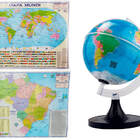 Kit Globo Terrestre 21cm Profissional + Mapa Mundi + Mapa Do