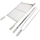 Kit Grelha Moeda Inox 70x60 + Espetos Espada Duplo Churrasco