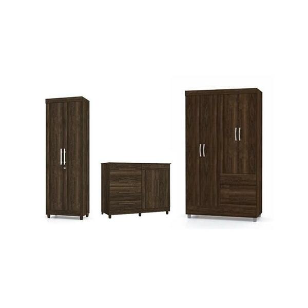 Kit Guarda Roupa 4pts Multiuso E Cômoda Sirius Belmont