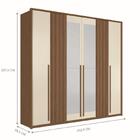 Kit Guarda Roupa 6 Portas Espelho E Cômoda Cotia Jatoba Areia