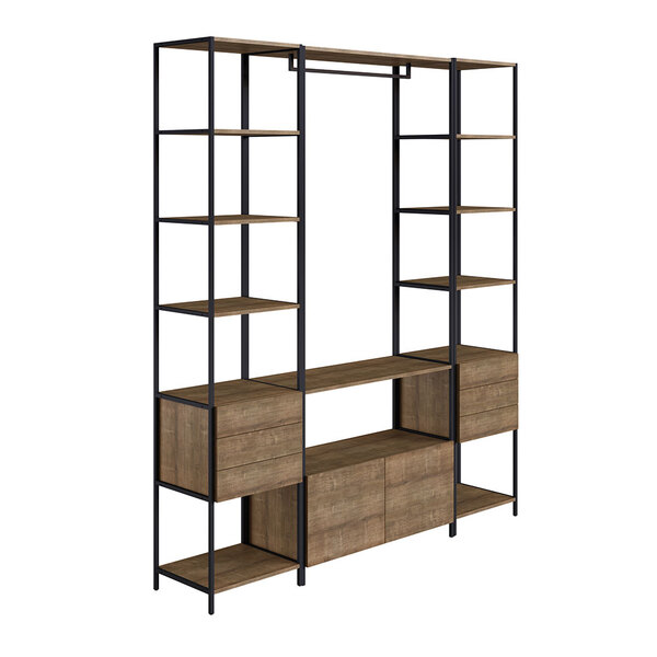 Kit Guarda Roupa Closet Modulado Steel Quadra Estilo Industri