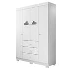 Kit Guarda Roupa Cômoda Infantil E  Branco Brilho Sevilha - É