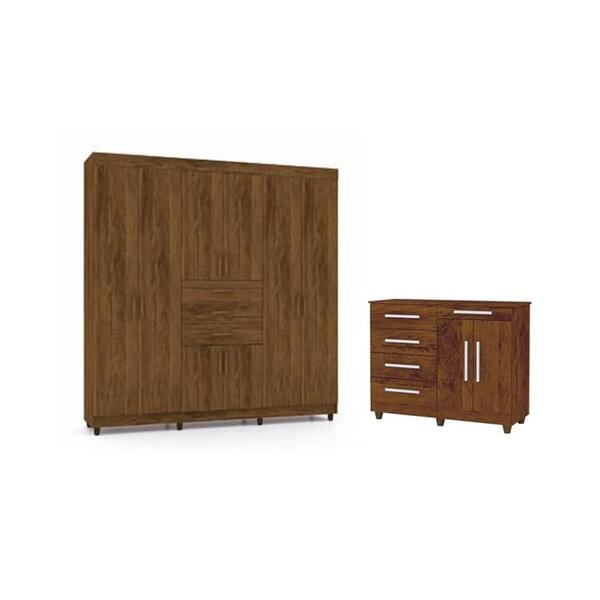Kit Guarda Roupa E Cômoda Sirius Imbuia