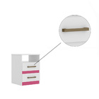 Kit Guarda Roupa Héstia E Mesa De Cabeceira Bella Branco Rosa