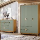 Kit Guarda Roupa Ipê Com Comoda Ipê Com Pés Madeira Maciça