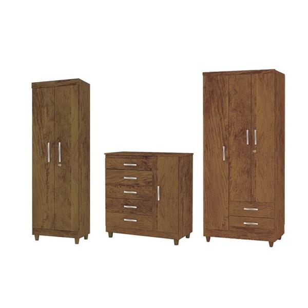 Kit Guarda Roupa, Multiuso E Cômoda Imbuia