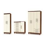 Kit Guarda Roupa, Multiuso E Cômoda Imbuia Champanhe