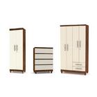 Kit Guarda Roupa, Multiuso E Cômoda Rio Imbuia Champanhe