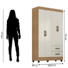 Kit Guarda-roupa Solteiro 4 Portas E Cômoda 4 Gavetas Lisa Na