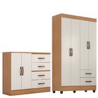 Kit Guarda-roupa Solteiro 4 Portas E Cômoda Sapateira 2 Porta
