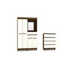 Kit Guarda Roupa Vitória 4pts E Cômoda Rio Imbuia Champanhe