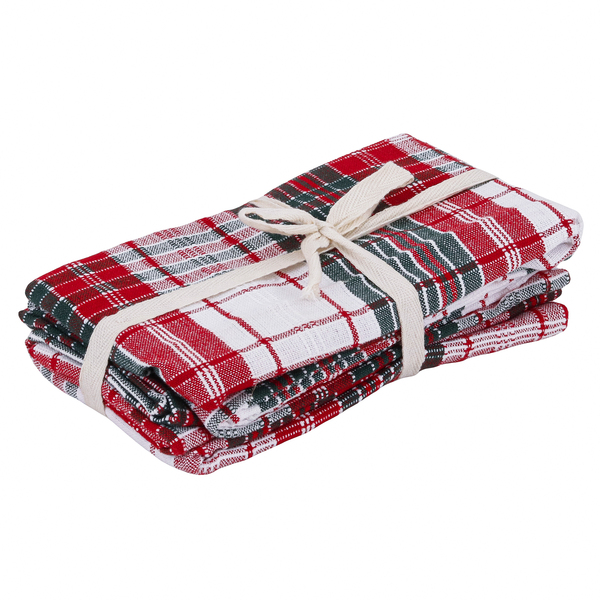 Kit Guardanapo de Natal em Tecido Xadrez 4 Peças Cromus