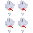 Kit Guardanapo De Tecido Oxford 40x40cm Com Anel Papai Noel 8