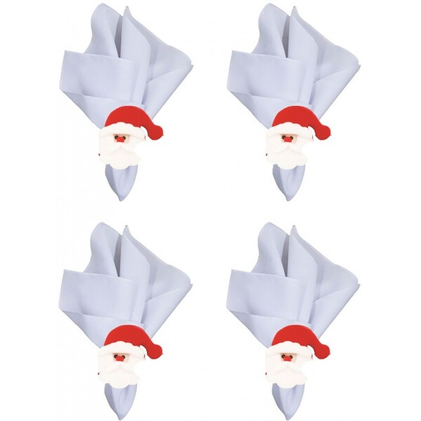 Kit Guardanapo De Tecido Oxford 40x40cm Com Anel Papai Noel 8