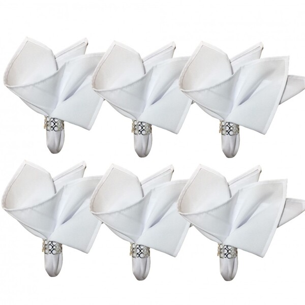 Kit Guardanapo Tecido Oxford Branco 40x40cm E Argola Metal Mo