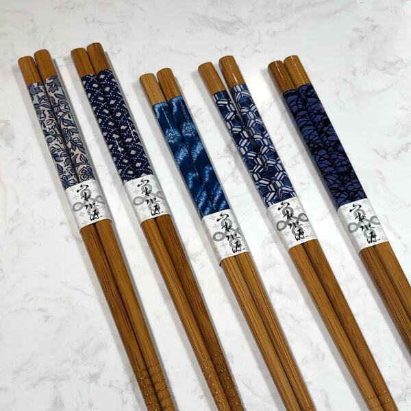 Kit Hashi De Bambu 5 Pares Geometric Kyoto Palitos Japoneses